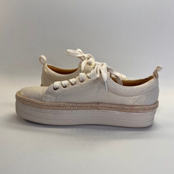 Jack Rogers Mia Platform Sneaker Size 9.5M White Gold Espadrille Style Casual - Picture 8 of 14